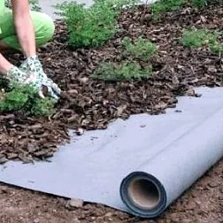 Perforierte Geofolie unter Kiefernrinde