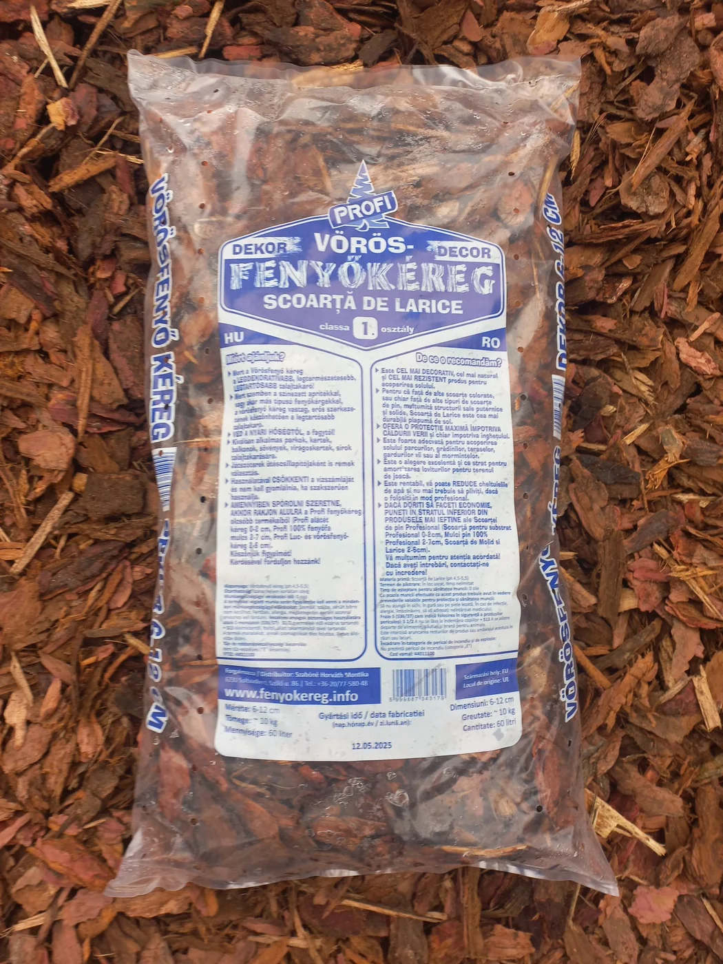 Decorative larch bark 6–13 cm, graded, 60 l